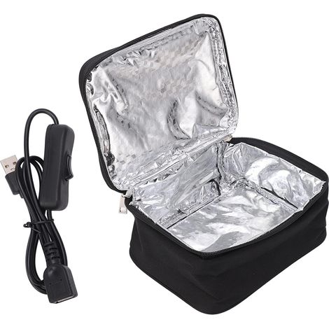 Forno portatile per il pranzo, scaldavivande, contenitore per il pranzo riscaldato con rivestimento in pellicola di alluminio, ricarica USB, microonde portatile con 2 metodi di riscaldamento