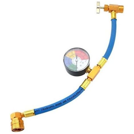 PA Kit tubo flessibile di ricarica del refrigerante per aria condizionata R134A con valvola autosigillante da 1/2\" e tubo flessibile di ricarica con manometro, compatibile con il refrigerant (1/4)