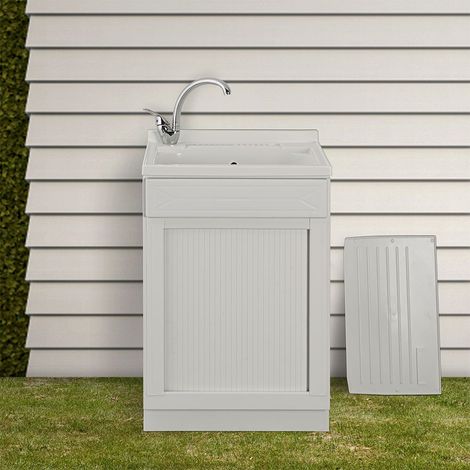 Mobile lavatoio 45x60 bianco con serranda vasca e asse strofinatoio (1/5)