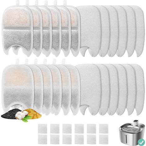 12er-Set Ersatzfilter und Schwämme für 4 l Wildwasserbrunnen, Katzenwasserbrunnenfilter, Dreifach-Filtration, Haustierbrunnenfilter, Ersatzfilter für Hundebrunnen (1/5)
