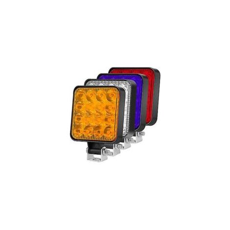 12V 16 LED-Scheinwerfer, staubdicht, 1200 lm 48W All-Terrain-Arbeitsscheinwerfer, ABS + LED für Jeep, LKW, PKW, Motorrad, Traktor, SUV (Blau) - Crezuo