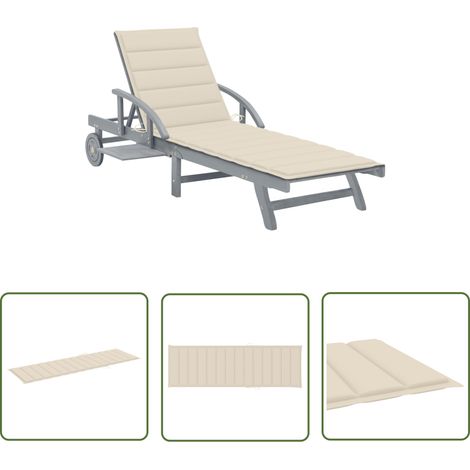 The Living Store Sonnenliege mit Auflage Akazie Massivholz - Holz-Sonnenliege - Gartenliege - Sonnenbad - Lounge Chair - Akasienholzmöbel (1/5)