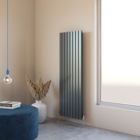 Acezanble 1600x544mm Double Anthracite Vertical Flat Panel Central Heating Designer Radiator