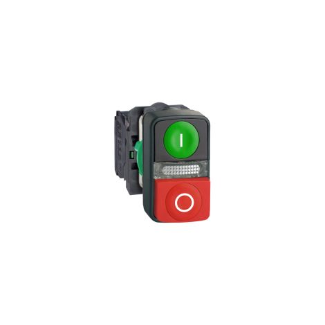 Pulsante Ø22 - doppio ad impulso - verde+rosso - luce bianca- 240V- IP40 - XB5AW73731M5