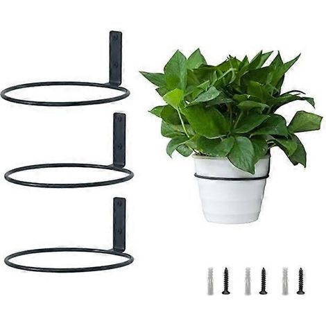 Lot de 3 supports muraux métalliques de 15 cm pour pots de fleurs, avec vis, pour jardin, terrasse et intérieur. (1/5)