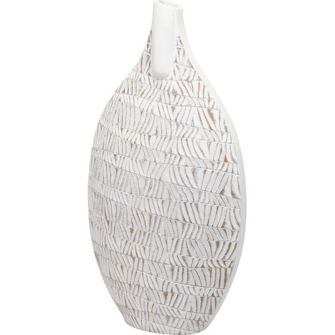 Vase en résine blanche en relief 31x14x57 cm (1/2)