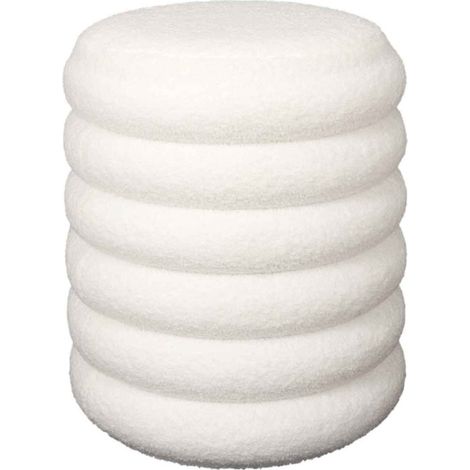 Paris Prix – Pouf de rangement rond 43cm en bois et polyester – Toucher doux – Style scandinave – Coffre blanc pour intérieur moderne (1/5)