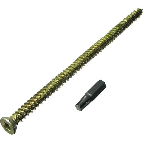 One Stop DIY Lot de 250 vis à béton 7,5 x 62 mm + capuchons + embout Torx