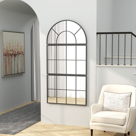 REDOM Miroir 76x2x53cm Mural décoratif verre Cadre métal noir (1/5)