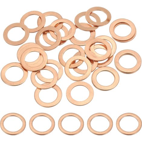 Joint Cuivre M12, 25 Pièces 12mm ID 18mm OD 1mm D'Épaisseur Rondelle Plate Métrique pour Vis Boulon Bouchons de Carter de Vidange (1/5)