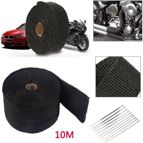 10M Bande Isolant Thermique Collecteur Echappement + 10 Fixation des serre-câbles (1/4)