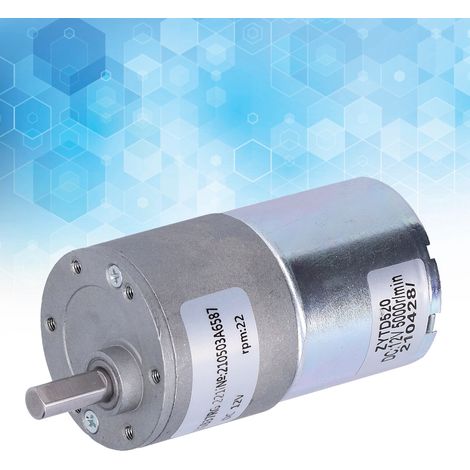 Moteur à engrenages ZGB37RG 22R-12V DC 12V, moteur électrique à micro-réduction à couple élevé, arbre de sortie excentrique, boîte de vitesses de 37 mm de diamètre. (1/5)