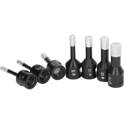 Kit de 7 forets diamantés pour brasage à sec ou humide, scie cloche avec filetage femelle M14 pour marbre, carrelage et granit (1/5)