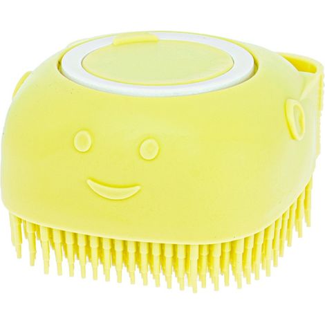 Brosse en silicone pour laver les chiens et les chats jaune (1/5)