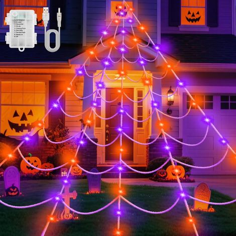 Spinnennetz Halloween Lichterkette 6x5M Riesen Deko – ideal für Fenster, Garten und die Haustür (1/5)