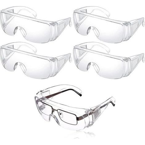 5 PièCes Lunettes SéCurité Contre Gouttelettes Protection Yeux Lunettes Anti-PoussièRe Lunettes SéCurité Transparentes Anti-BuéE Pour Un Usage Quotidien, Bricolage, Laboratoire, Soudage, Meulage (1/5)