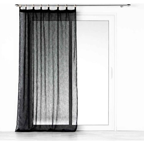 Rideau Voilage à Œillets "Minalisa" 140x240cm Noir (1/5)
