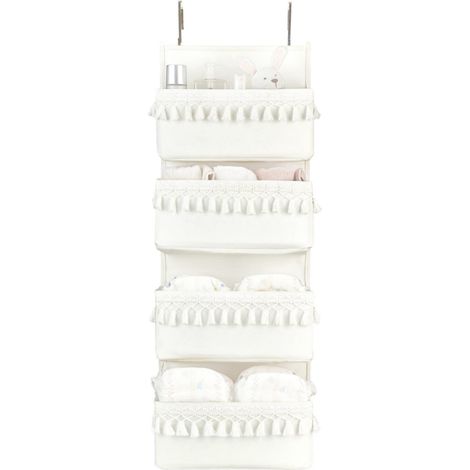 Sac de rangement à suspendre à la porte à quatre niveaux , étagère de rangement de style bohème, pochette de rangement décorative (1/5)