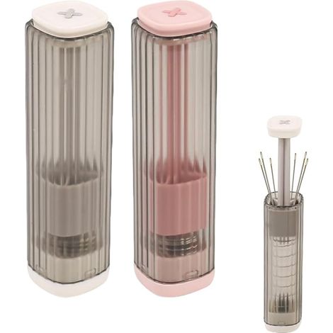 Lot de 2 étuis magnétiques pour aiguilles à coudre – Boîte à aiguilles magnétique – Mini tube de rangement pour aiguilles à coudre à la main pour ranger toutes sortes d'aiguilles fines, 2,6 x 2,6 x