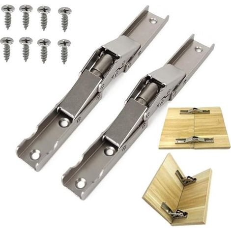- Cerniere pieghevoli 90/180° - Confezione da 2 - Cerniere per staffe/mensole - Cerniere per mobili - Supporti per tavoli - Acciaio inossidabile - Viti incluse (1/5)