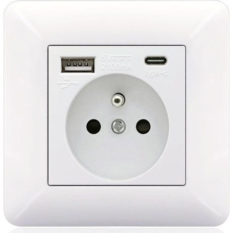 16A USB and Type-C Power Strip – 2 outlets + 1 USB port + 1 Type-C port – Horizontal/vertical installation – PC and stainless steel construction (1/5)