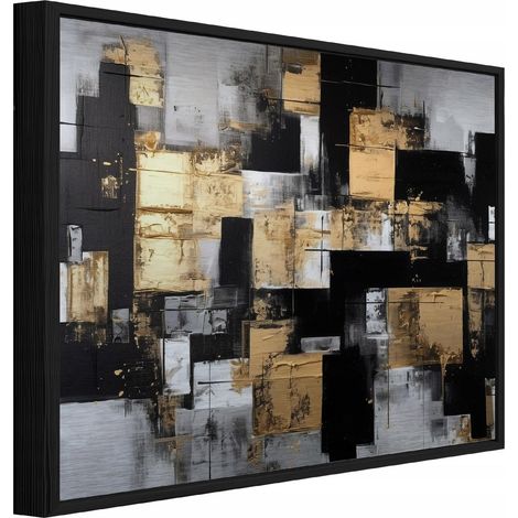 Peinture sur métal dans un cadre noir abstrait loft living room bedroom 120x80 (1/3)