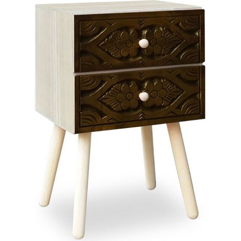 Table de chevet Catana 2 tiroirs Marron