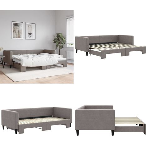 Tagesbett Ausziehbar Taupe 90x200 cm Stoff - Schlafsofa - Sofa-Bett (1/5)