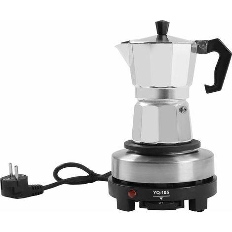 Macchina per caffè espresso da tavolo con piastra riscaldante elettrica. Macchina per caffè espresso per piani cottura a induzione. Caffettiera moka in acciaio inox per piano cottura, capacità 3 tazze