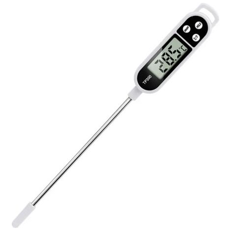 Thermomètre numérique pour viande avec affichage instantané pour aliments, pain, pâtisseries, liquides, étanche, avec longue sonde, écran rétroéclairé, plage de température de -50 °C à +300 °C (1 pièc (1/5)