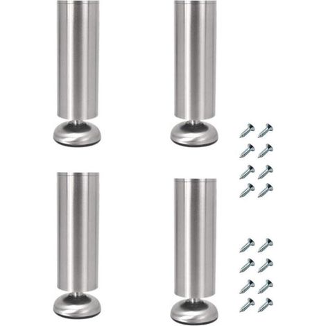 Lot de 4 pieds de meubles réglables en acier inoxydable de 25 cm d'épaisseur pour meuble TV et canapé (1/4)