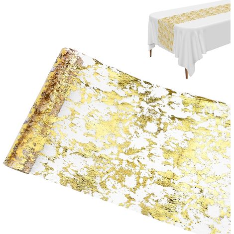 1 Chemin De Table, 28 cm x 10 m, Polyester, Gaufrage à Chaud, Or, Anniversaire Mariage Fête (1/5)