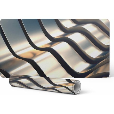 Tapis décoratif antidérapant en vinyle à lignes métalliques ondulées 100 x 50 cm (1/5)