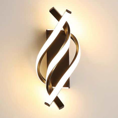 Moderne 22-W-LED-Wandleuchte aus schwarzem Aluminium mit 3 spiralförmigen Lampen, 3000 K warmweißes Licht, Wandleuchte für Schlafzimmer und Flur
