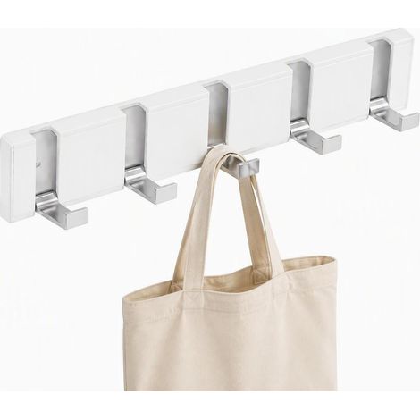 Portemanteau Mural Blanc, Patère Murale Adhésif avec 5 Crochets Rétractables, Modern Porte Manteau Patères, Aluminium Crochet Mural Pliable Pour Suspendre Manteaux, Chapeaux, écharpes, Parapluie Clés (1/5)