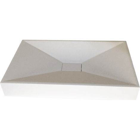 Vasque à poser rectangulaire 60 x 35 x 9 cm – Solid surface blanc mat – Résiste aux tâches et moisissures – Entretien facile – Ambra