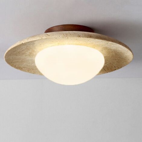 Retro E27 Deckenleuchte Design Kreative Deckenlampe Holz Acryl Travertin Wohnzimmerlampe für Küche Badezimmer - Neutrales Licht