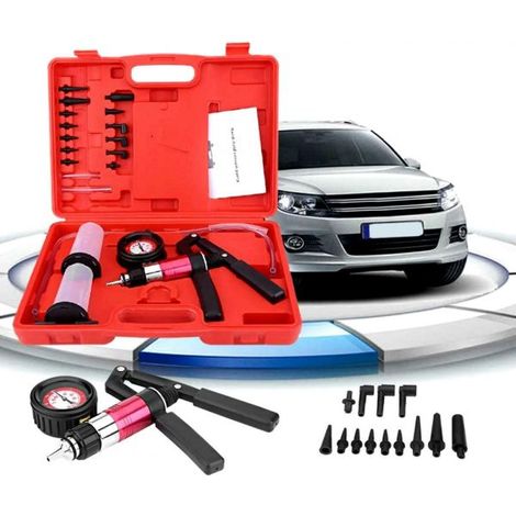 KIT 22 PEZZI POMPA DA VUOTO MANUALE PER SPURGO FRENI FRIZIONE AUTO MOTO TESTER (1/5)