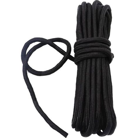Corde Nylon Satiné 10 Mètres 6 mm - Corde Queue de Rat Multi-Usage Résistante Longue Torsadée décoration Bricolage Noire (1/5)