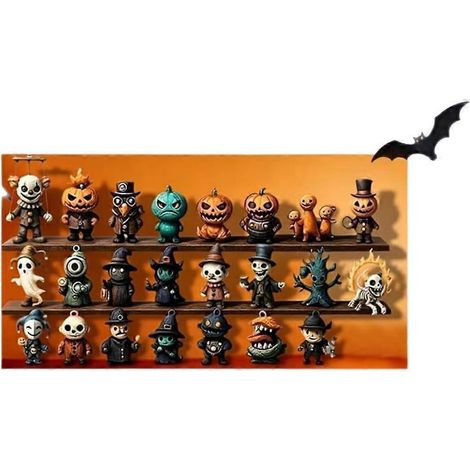 Calendario de Adviento de Halloween con adornos de muñecas espeluznantes para decorar el escritorio en esta temporada. (1/5)