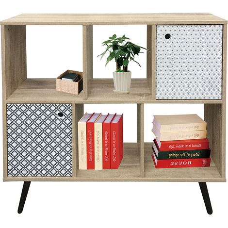 Etagère de rangement style scandinave chêne/imprimé Mayline (1/3)