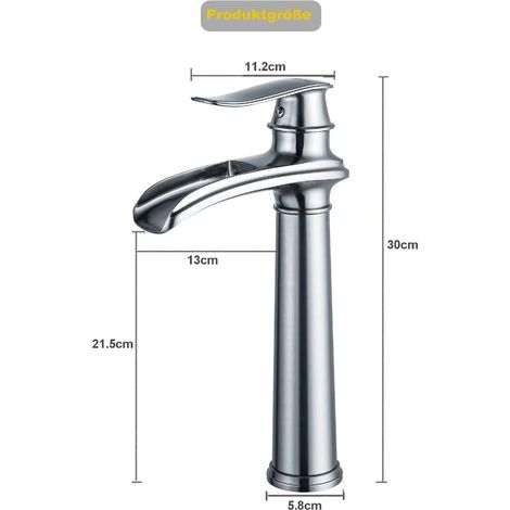 Robinet de Salle de Bain Haute Cascade, Mitigeur de Lavabo Mat Brossé Rétro, Robinetterie en Laiton (1/5)