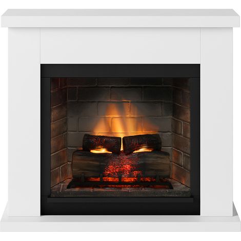 TAGU Cheminée électrique connectée 1400W - FRODE Powerflame 2 - effets flammes 3D et crépitement - Blanc