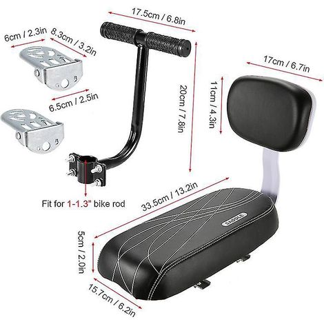 Siège enfant vélo arrière avec dossier, guidon et repose-pieds, accessoires de cyclisme pour passager, confortable et sécurisé. (1/5)