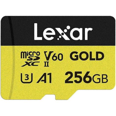 Carte mémoire Lexar Gold 256 Go U3 haute vitesse (vitesse de lecture : 280 Mo/s) - Or