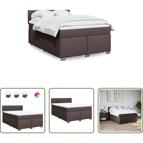 vidaXL Surmatelas - Sommier à lattes de lit avec matelas Marron foncé 140x200 cm (1/5)