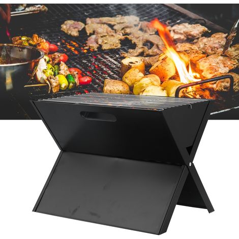 Outil de barbecue portable et simple pour balcon, barbecue d'extérieur en forme de X pour une personne, barbecue au charbon de bois multifonctionnel, barbecue pliable. (1/5)