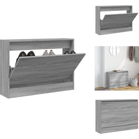 Armoire à chaussures sonoma gris 80x21x57 cm bois d'ingénierie - Meuble Chaussure - Range Chaussures - Armoire Chaussure - Rangement Intérieur - Meuble Entrée (1/5)