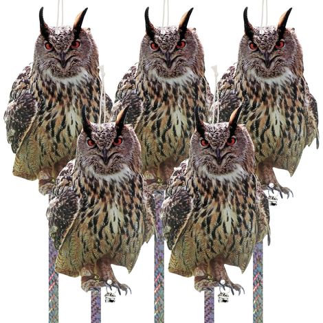 Anti Pigeons pour Balcon, 3 Pièces Hibou Effaroucheur Epouvantail Oiseaux Exterieur, Carton Plat Faux Hibou Effaroucheur Oiseaux Exterieur, Pics Anti Pigeons Eloigner Les Jardin (1/5)