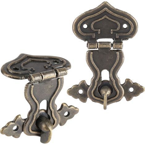 Vintage-Schachtelschlösser, 10er-Pack, antikbronzefarbenes Zink-Riegelschloss, Geschenkbox/Schmuckkästchen, Größe 6,3 x 4,8 cm, mit Schrauben (1/5)
